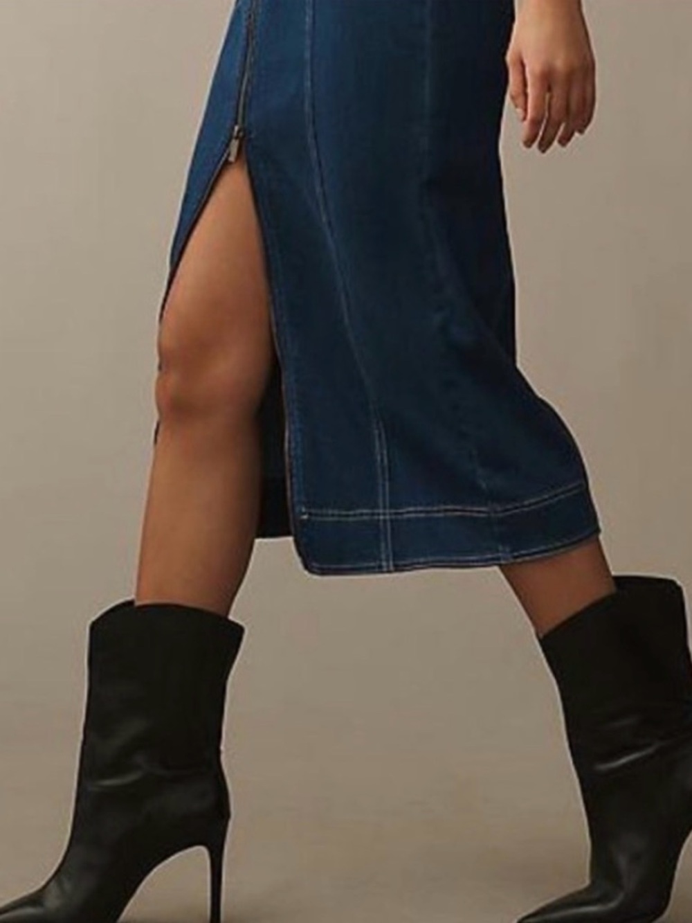 ANTHROPOLOGIE FITTED DENIM PILCRO MIDI DRESS COLOR DENIM DARK  XL NWT - Picture 5 of 16